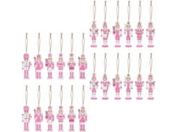 Conjunto 24 Estatuetas Quebra Nozes Madeira Decoração Tradicional Pendurar Árvore Natal Estilo Clássico Festas GOKOCO