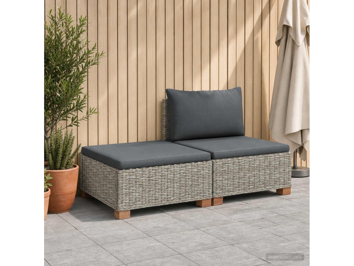 Vidaxl 2 Unid. Conjunto De Lounge De Rattan Com Almofadas Gendt