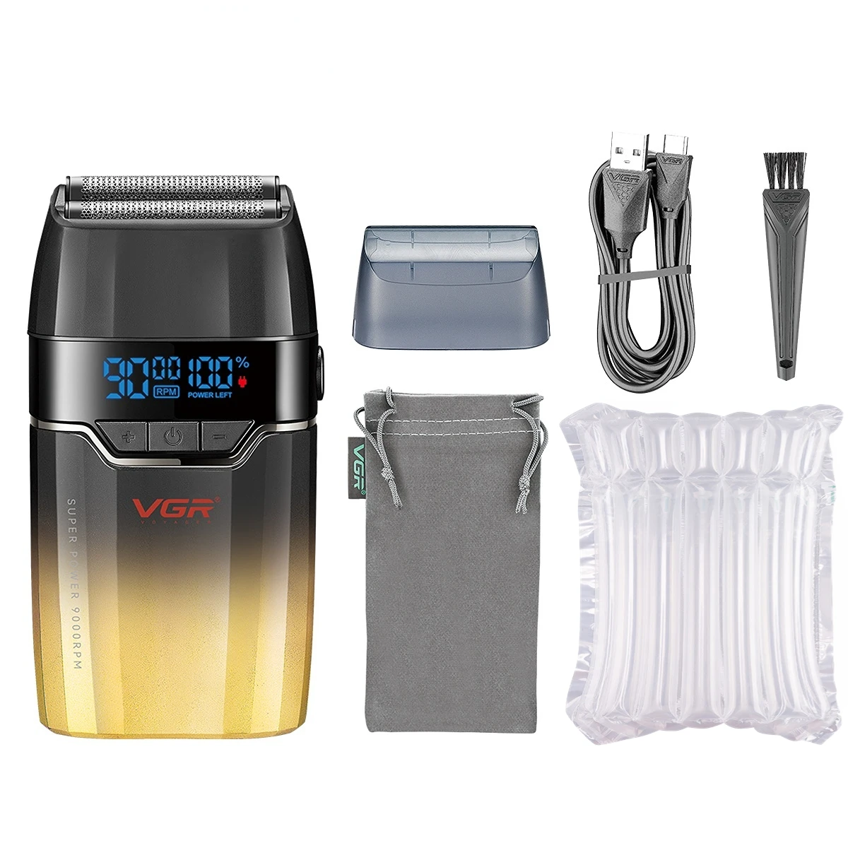 (unboxed Gold) Barbeador Elétrico Profissional Masculino, Recarregável