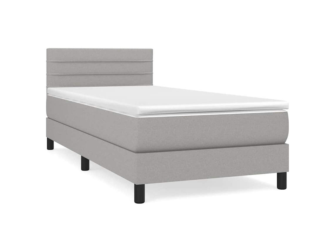 Cama com Molas e Colchão Tecido Cinzento Claro MAISON EXCLUSIVE (100x200 cm)