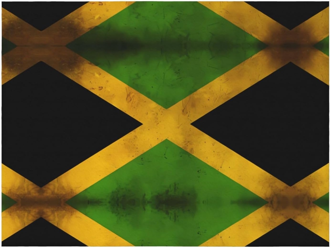 Manta de Flanela Ultramacia Phayah com Estampa Vintage da Bandeira Jamaica Ideal para Sofá Cama Sala Estar Esc