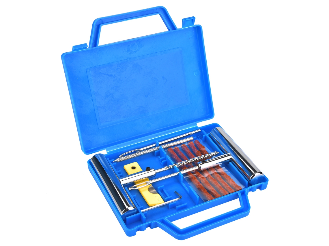Kit de Reparo de Pneus 13 Peças com Caixa para Automóveis e Motos