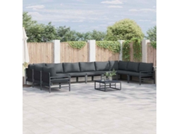 Vidaxl Conjunto De Sofá De Jardim 11 Unid. Preto Aço
