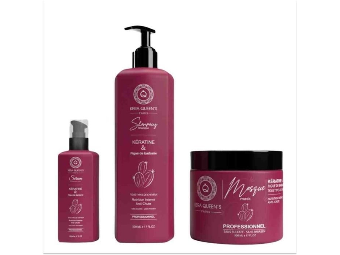 Máscara Kera Queen'S Queratina e Espinhoso 500Ml Shampoo 500Ml Soro 100Ml