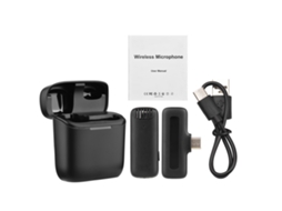 Micrófono Inalámbrico Portátil Com 1 Receptor E Micrófono Clip, Alcance 20m, Bateria Integrada, Para Smartphone Android Type-c