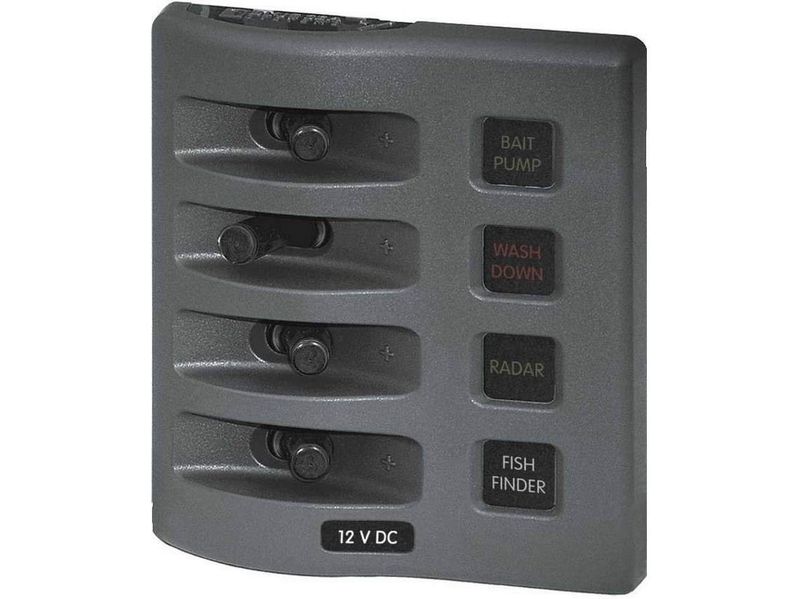 Interruptor BLUE SEA Weatherdeck Panel 4 Position Cinzento