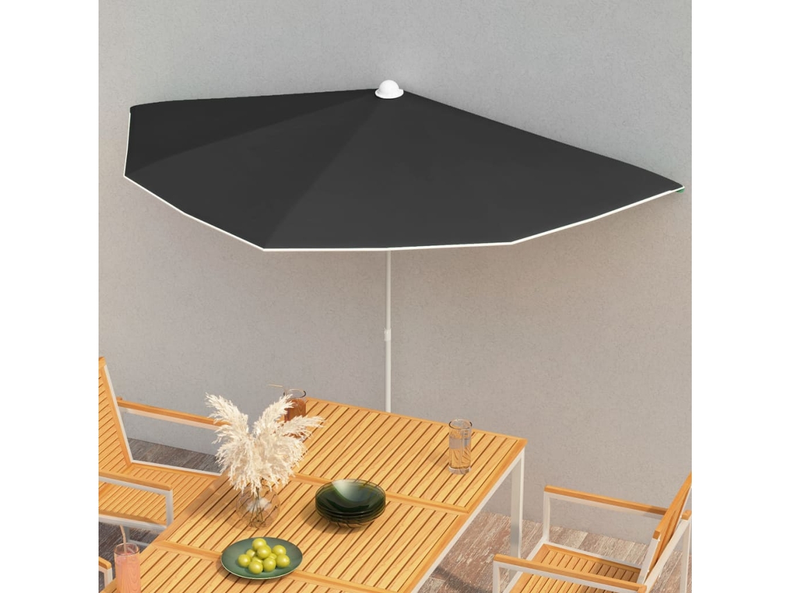 Guarda Sol | Para Sol | Toldo De Vela Semicircular Com Mastro 180x90 Cm Preto Wsd173157 Lovely Home