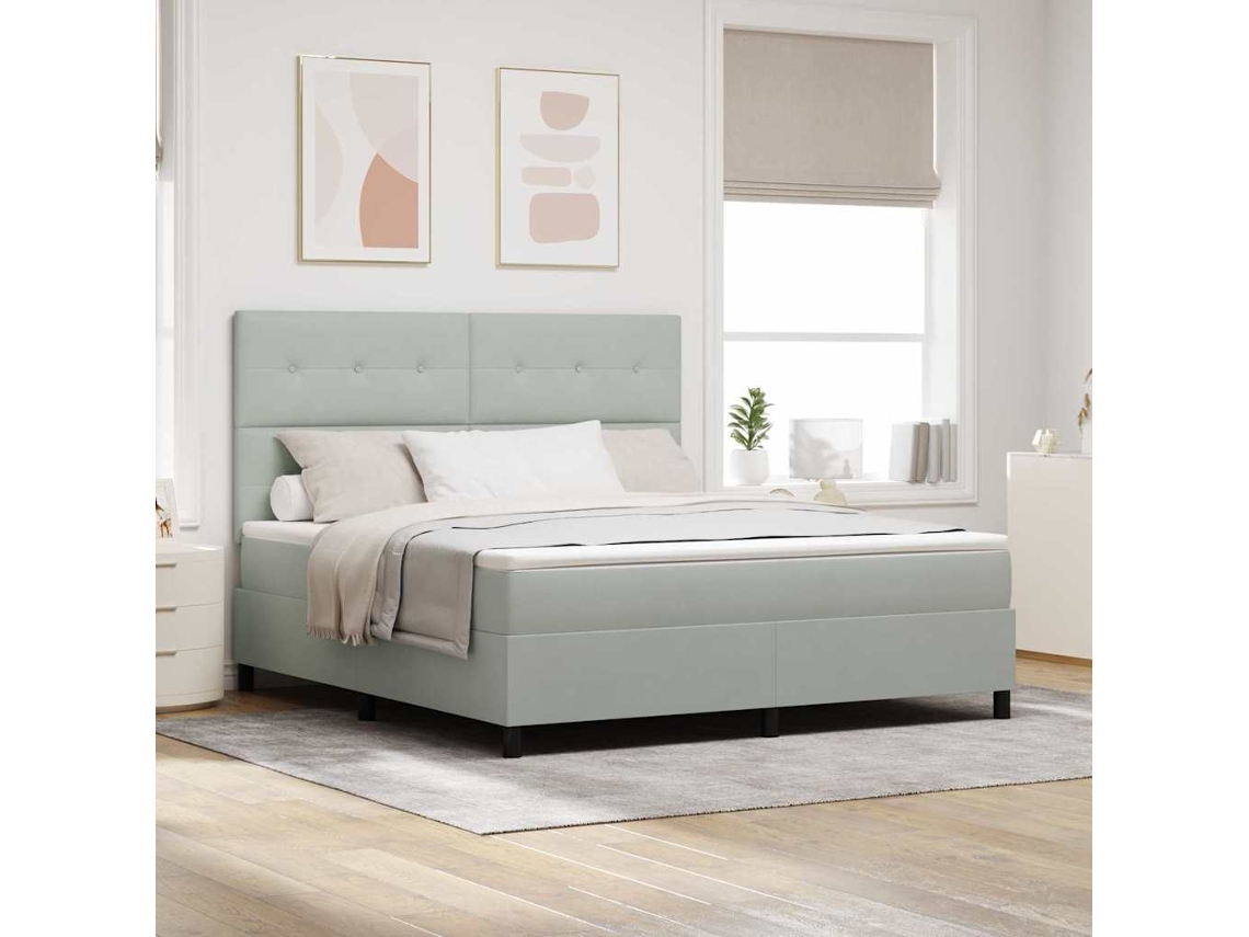 Vidaxl Cama Box Spring Led Cinzento-claro 180 X 200 Cm Veludo