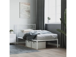 Vidaxl Estrutura De Cama Em Metal Com Cabeceira 107x203 Cm Branco