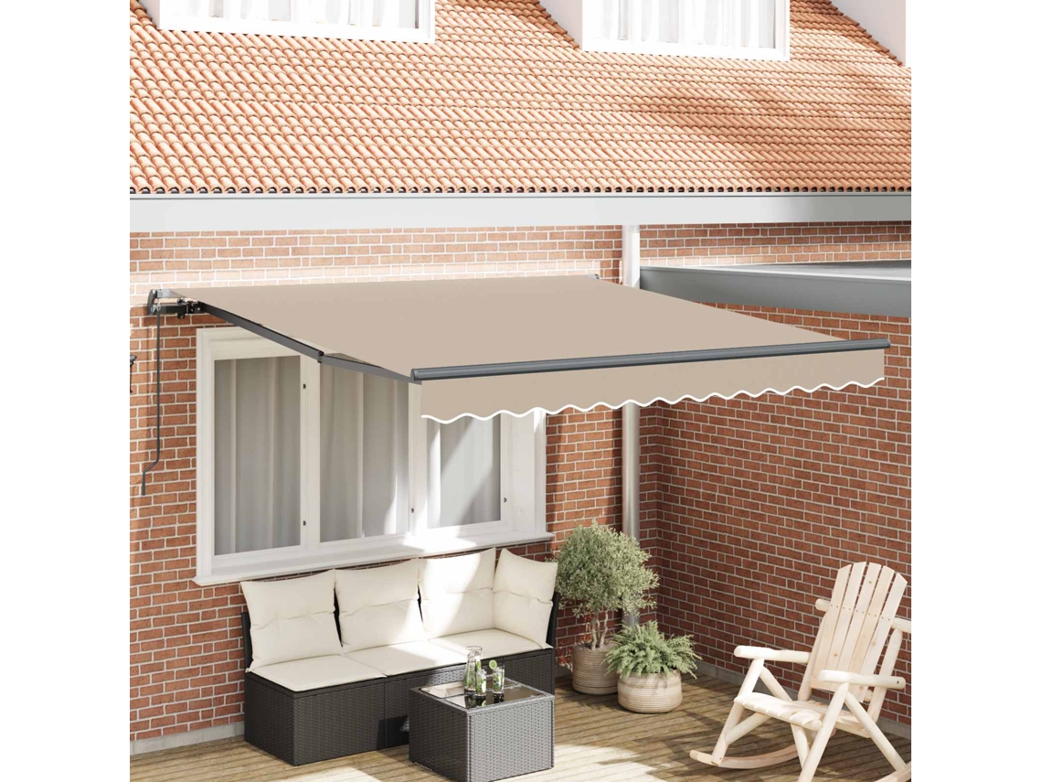 Vidaxl Toldo Retrátil Bege 300 X 250 Cm Poliéster E Alumínio