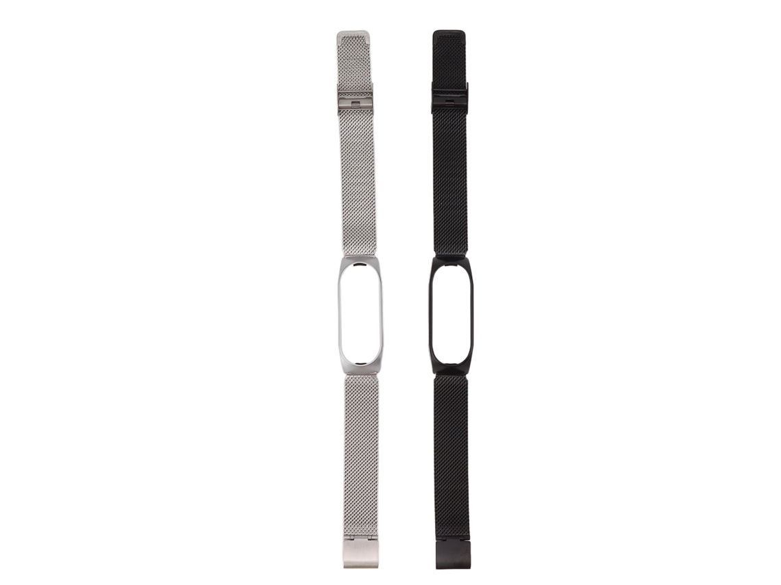 2 peças de pulseira de relógio em aço inoxidável para Mi Band 3 4 5 6