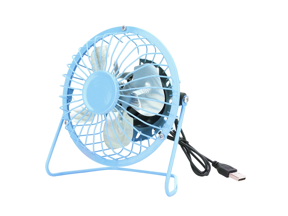 Ventilador Usb Mini Portátil Mesa Ferro Forjado Azul