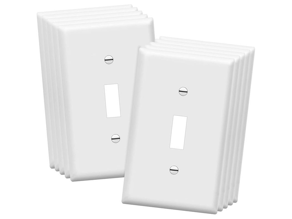 Placa de parede para interruptor toggle, policarbonato, branco, 10 unidades