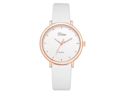 Relógio de Quartzo Feminino Estilo Vintage Pulseira de Couro Pu Moda Simples Branco