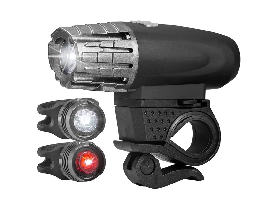 Conjunto De Bicicleta Preta Aquaforge (farol Dianteiro Lanterna Traseira Dupla)