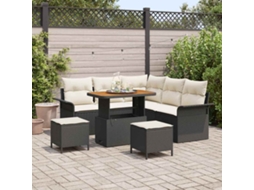 Vidaxl Conjunto De Sofá De Jardim 8 Unid. Preto Vime Pe
