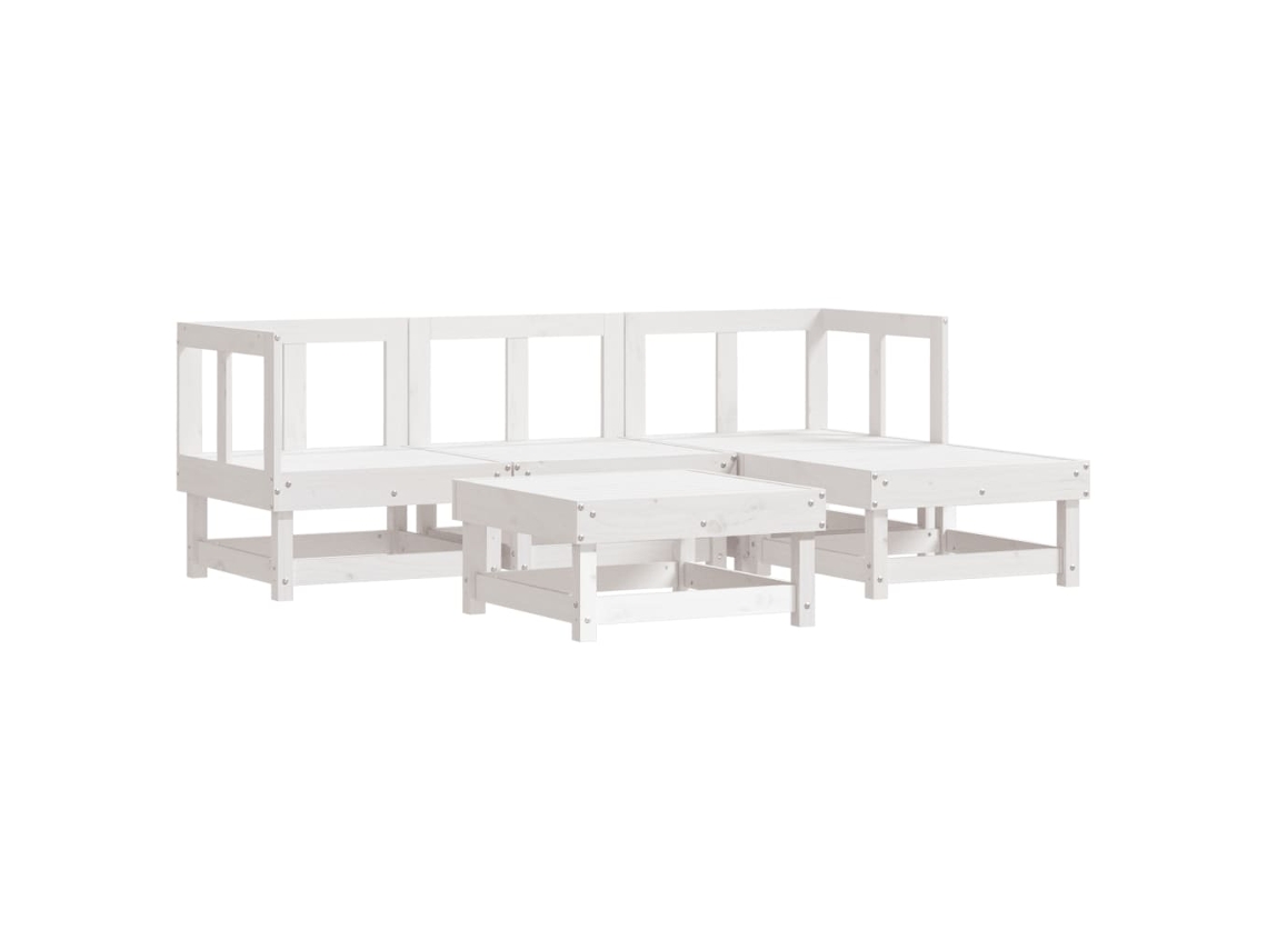 Conjunto de 5 Lounge de Jardim Madeira de Pinho Maciça Branco MAISON EXCLUSIVE
