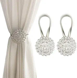 Clipes Magnéticos Para Cortina, Pacote Com 2 Unidades, Clipe De Cortina Com Fivela Em Formato De Flor De Cristal Brilhante. Aquaforge