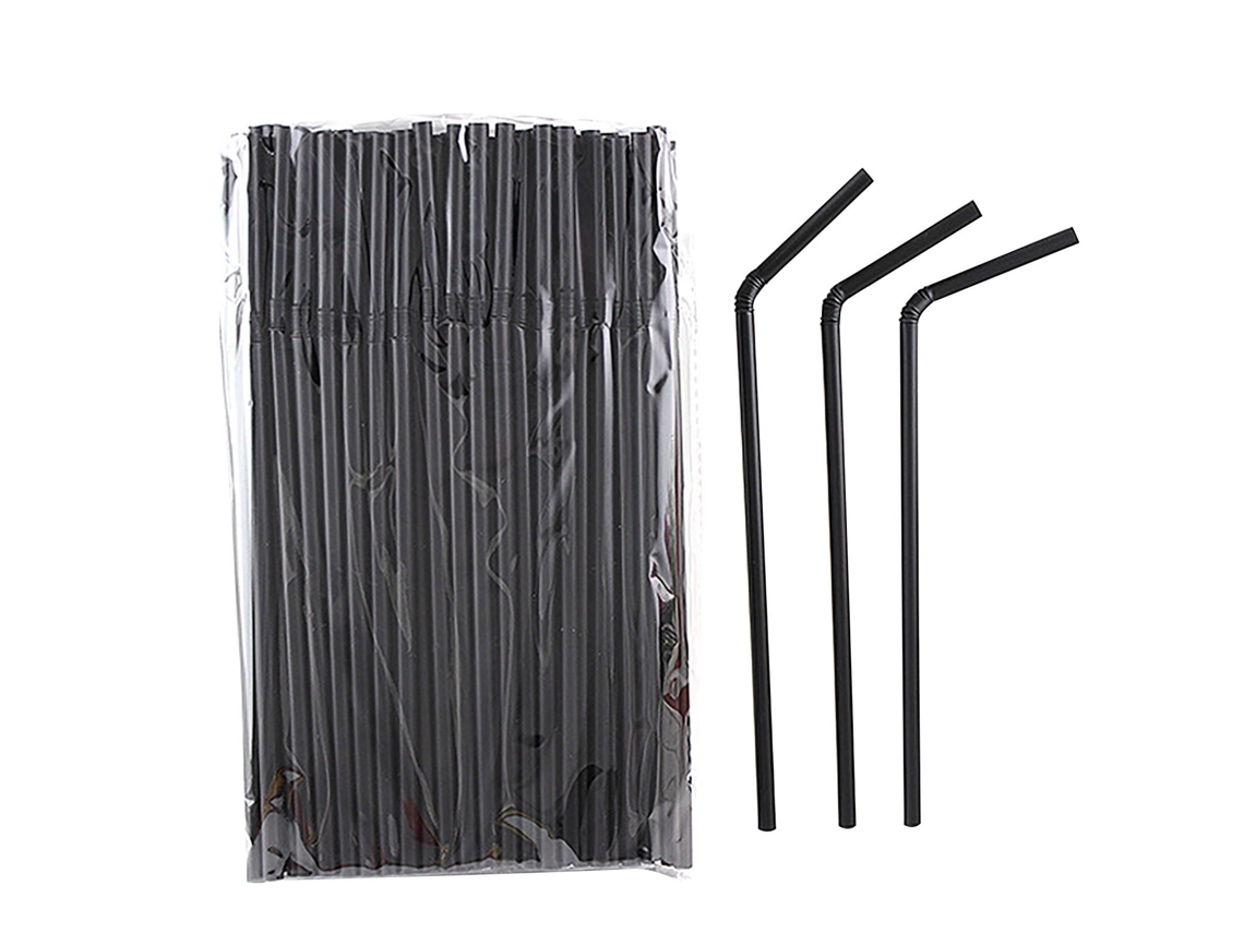 100 Canudos De Café De Plástico Preto