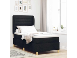 Vidaxl Cama Box Com Colchão Com Cabeceira Preto 200 X 80 Cm Tecido