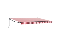 Toldo Retrátil Manual Listrado Vermelho E Branco Vidaxl