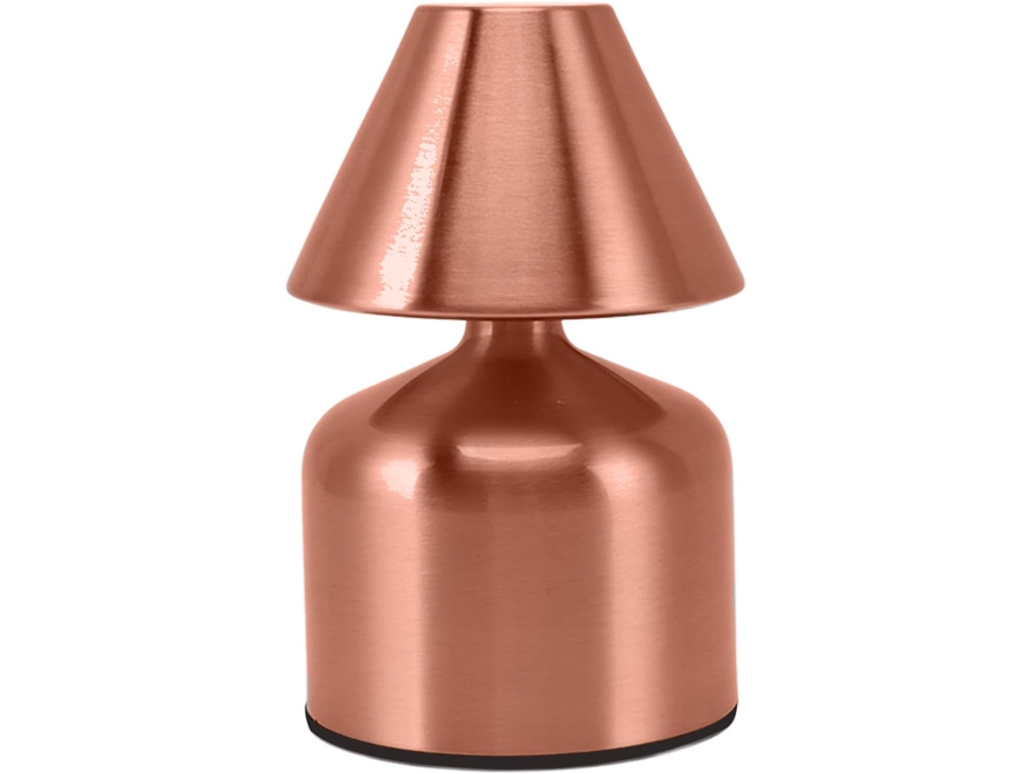 Luminária De Mesa Recarregável Rengue Em Ouro Rosa, 3w, Com Sensor De Toque Sem Fio, Cúpula De Acrílico E Metal, 3 Modos
