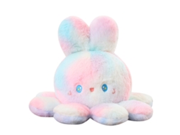 Boneca de Polvo Reversível Cor Degrade com Orelha de Coelho Pelúcia Macia 20cm/7.9in | S/MARCA