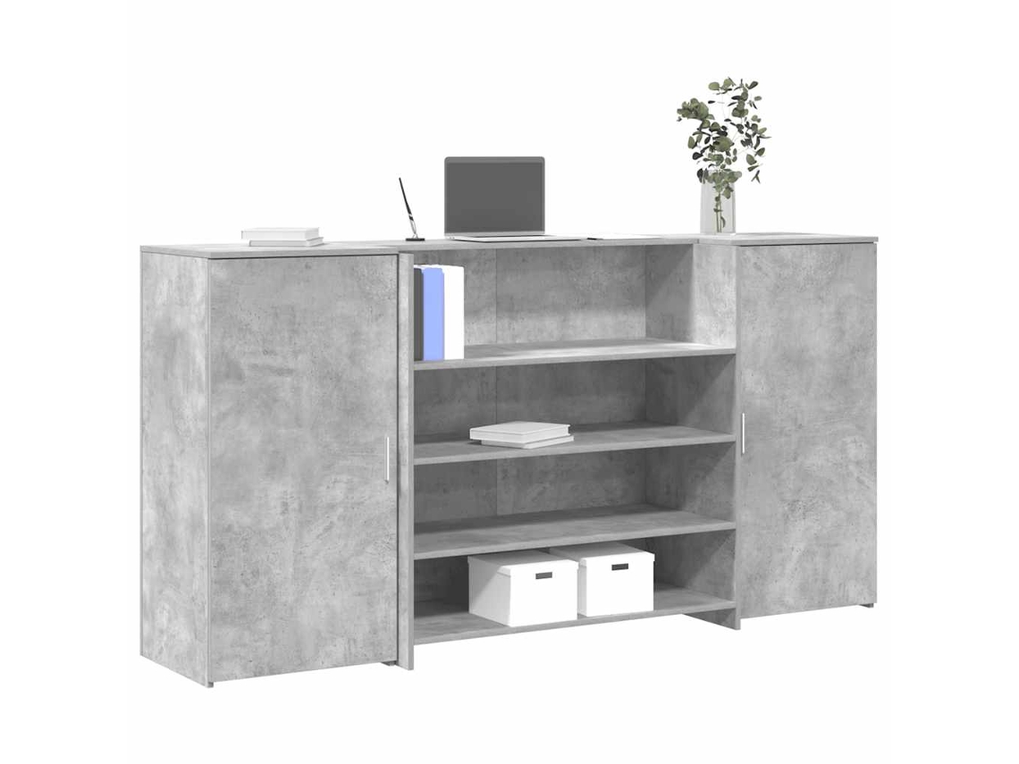 Vidaxl Balcão De Recepção 200x50x103,5 Cm Madeira Cinza Cimento