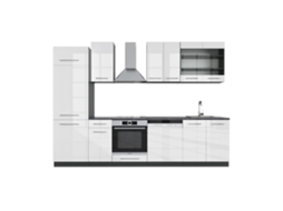 Cozinha Fame-Line, 300 cm, PT Antracite, Branco brilhante/Antracite, Vicco