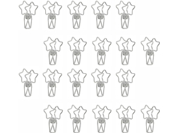 20 clipes de papel em formato de estrela para organização de documentos em branco.