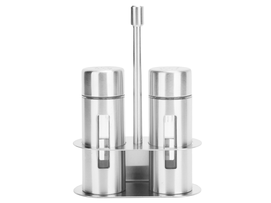 Set De Frascos De Condimentos De Acero Inoxidable Com Estante Para Cozinha E Comedor