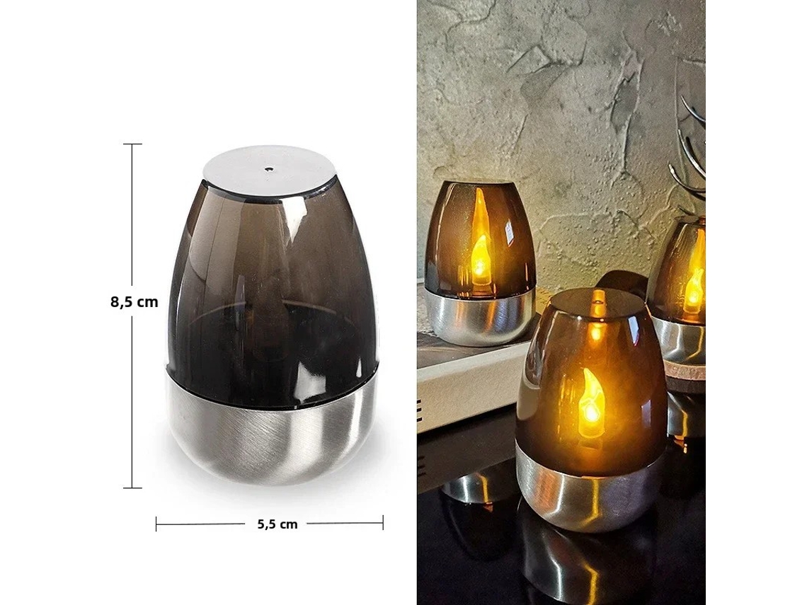 (cinza) Vela Solar Led Recarregável À Prova D'água, Pode Ser Usada Como Luz Noturna Decorativa, Vela Sem Chama Em Formato De Flor.