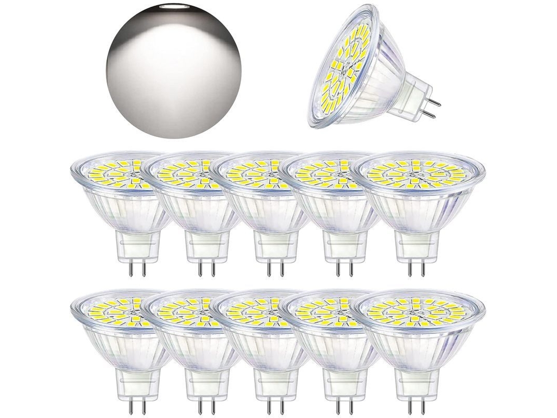 Lâmpada Led Gu5.3 Mr16 Branco Frio 6000k 3w Equivale A 30w Halógena 12v Não Regulável Pacote De 10