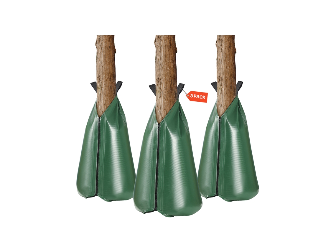 Bolsa para irrigação de árvores de 75,7 L com sistema de irrigação por gotejamento e fecho de zíper (pacote com 3)