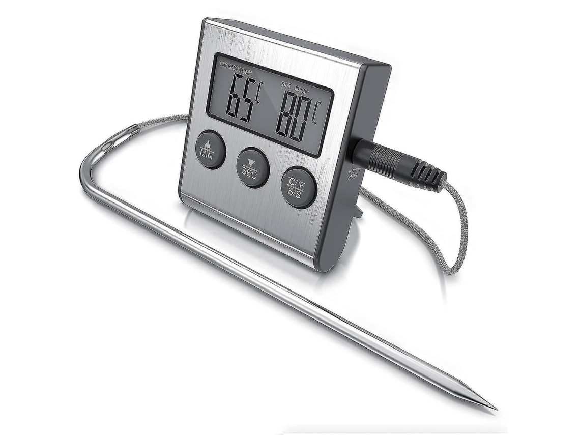 Termômetro Digital Para Grelha Com Sonda De Aço Inoxidável 2 Modos Temperatura Sinal Alarme Temporizador 0 A 9959 Min. Faixa Me Aquaforge
