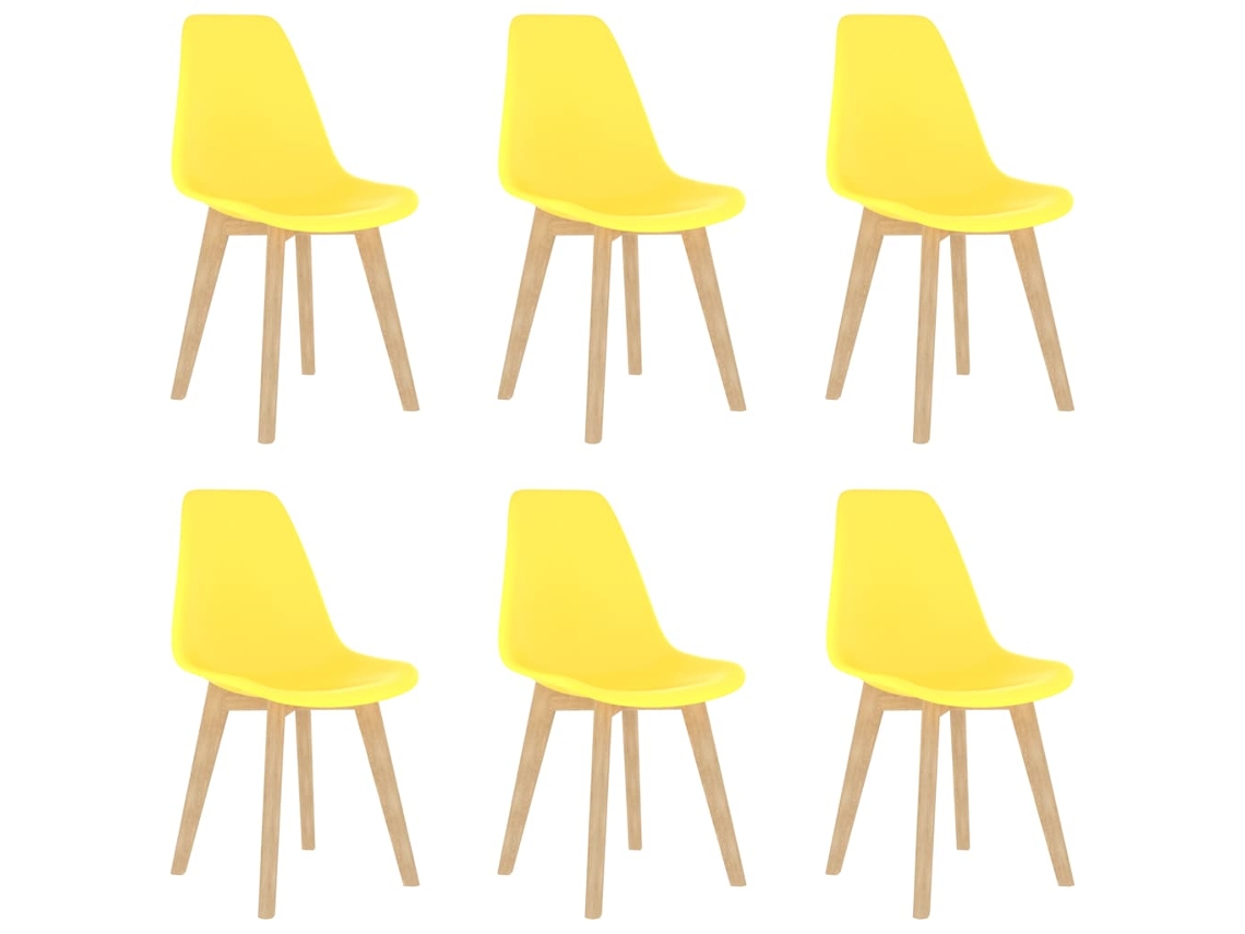 Conjunto 6 Cadeira de jantar VIDAXL Amarelo Plástico (46x53.5x82cm)