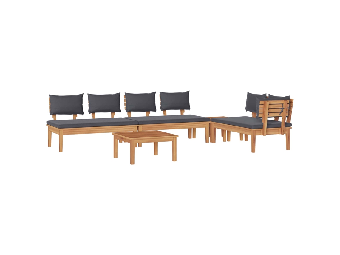Maison Exclusive - Conjunto De Sofá De Jardim 5 Unid. Marrom E Cinza