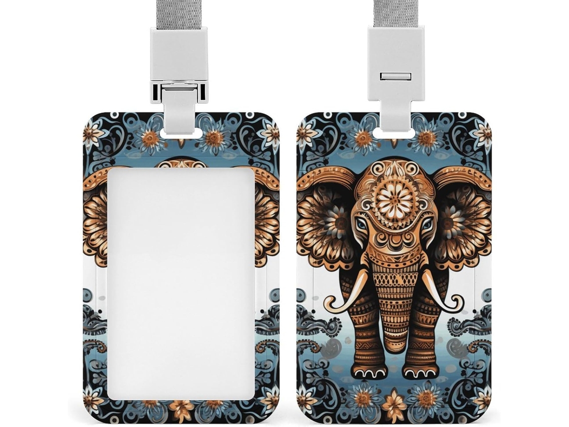 Clipe Crachá, Estampa Fofa De Elefante Com Cordão, Porta Crachá, Cordão Identificação, Porta Crachá