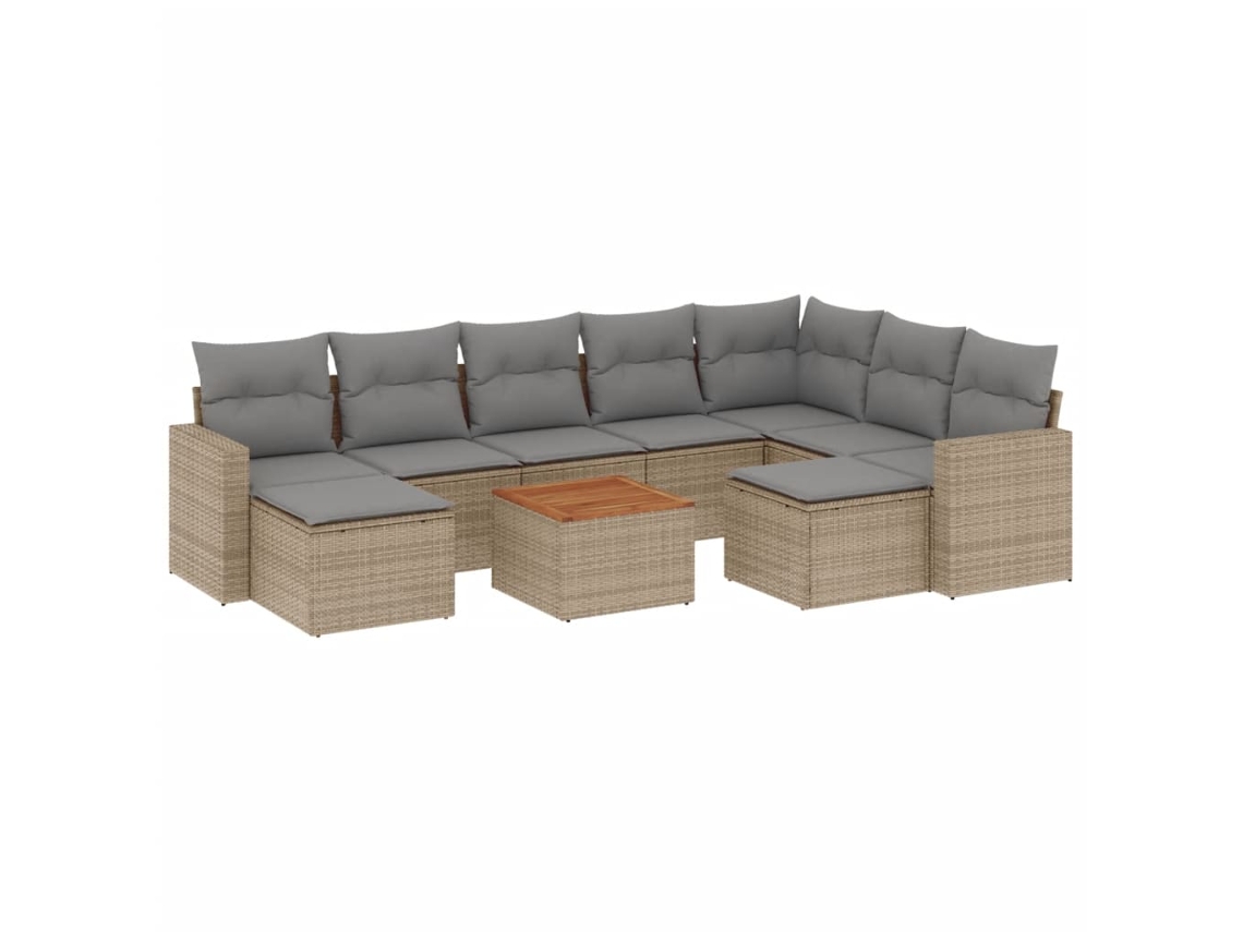 Maison Exclusive - 10 Pcs Conjunto De Sofás P/ Jardim Com Almofadões Vime Pe Bege