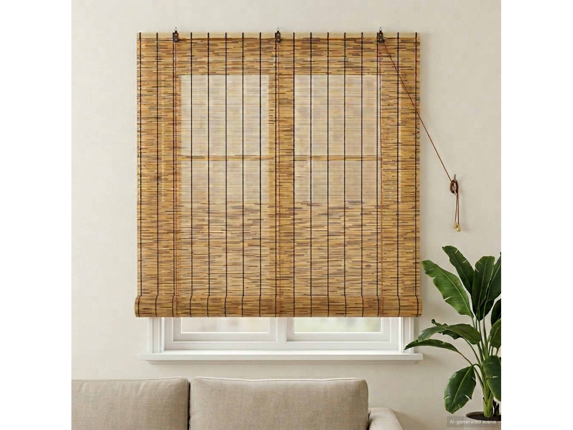 Vidaxl Estores De Rolo Castanho 140 X 160 Cm Junco