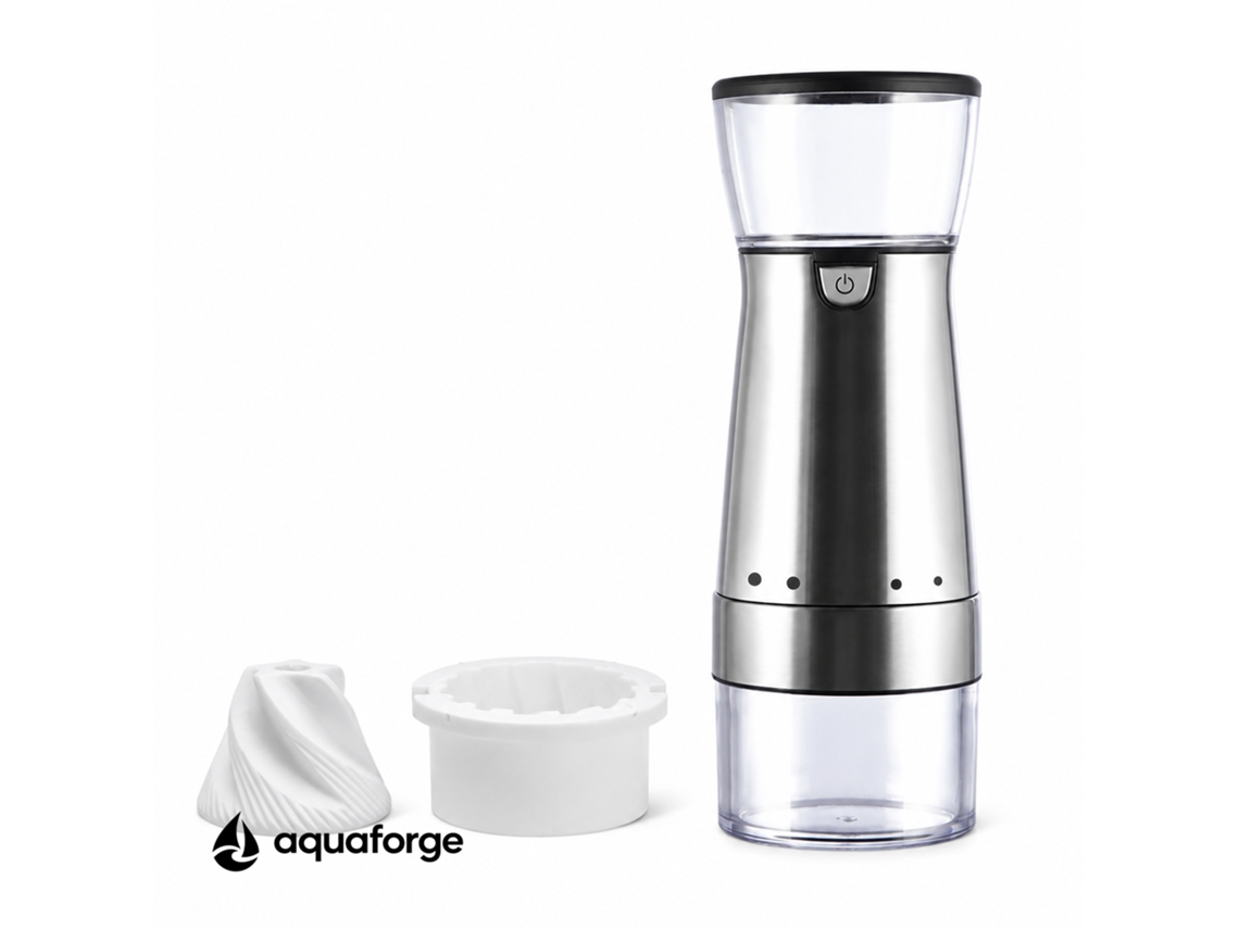 Moinho Elétrico De Café Aquaforge Com 5 Níveis De Moagem E Mó Cerâmica Para Café, Prateado