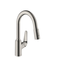 HANSGROHE Focus M42 Misturadora Monocomando de Cozinha 180 Spray Extraível 2 Jactos Cor: Acabamento em Aço Inoxidável