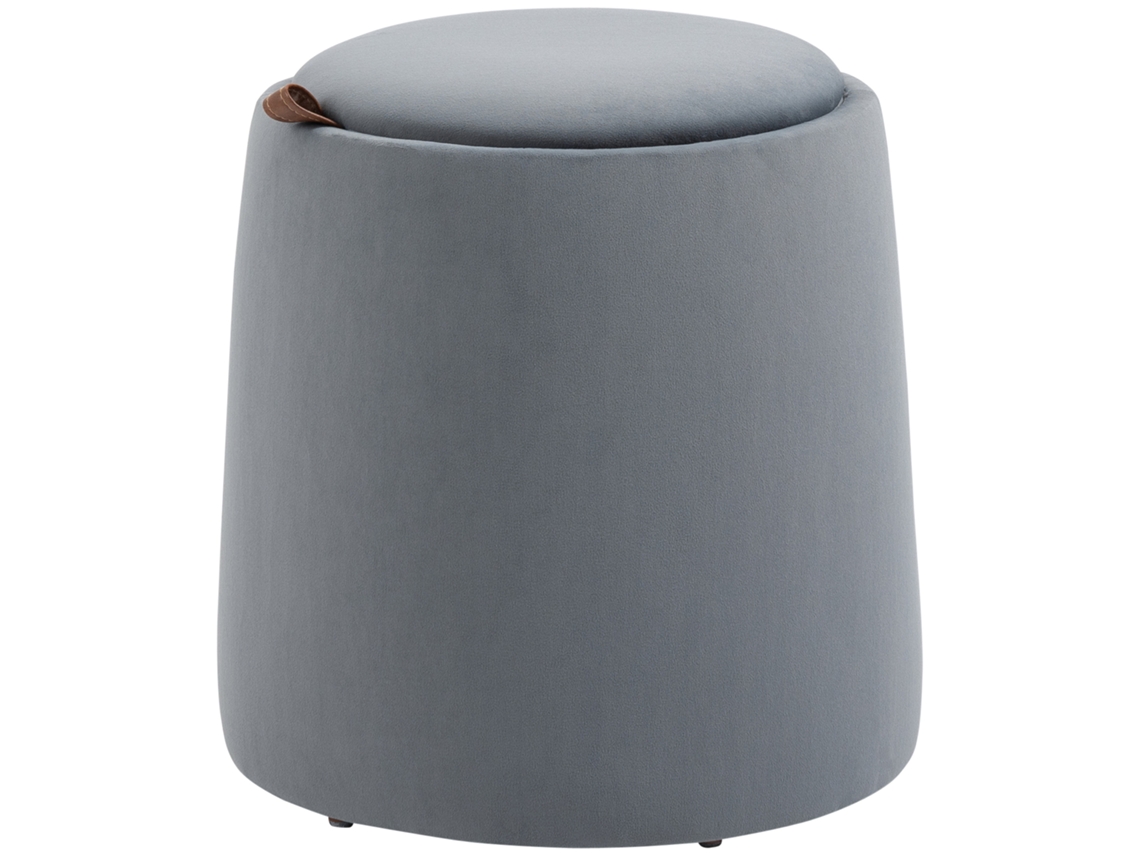Banquinho De Veludo 2-em-1 Com Armazenamento E Tampa Removível Ø44 Cm X 47,5 Cm Cinza Hm