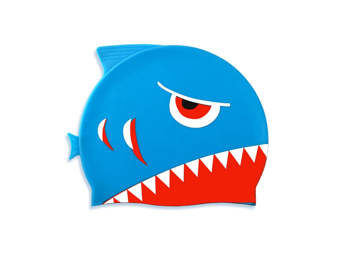 Protetor De Cabeça Para Crianças 3-12 Anos Silicone Peixe Cartoon Azul Para Natação Na Piscina Ou Praia