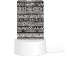 Luminária Noturna De Led Em Acrílico Com Base Plástica Encaixável, Estampa Tribal Cinza, Luz Uniforme E Totalmente