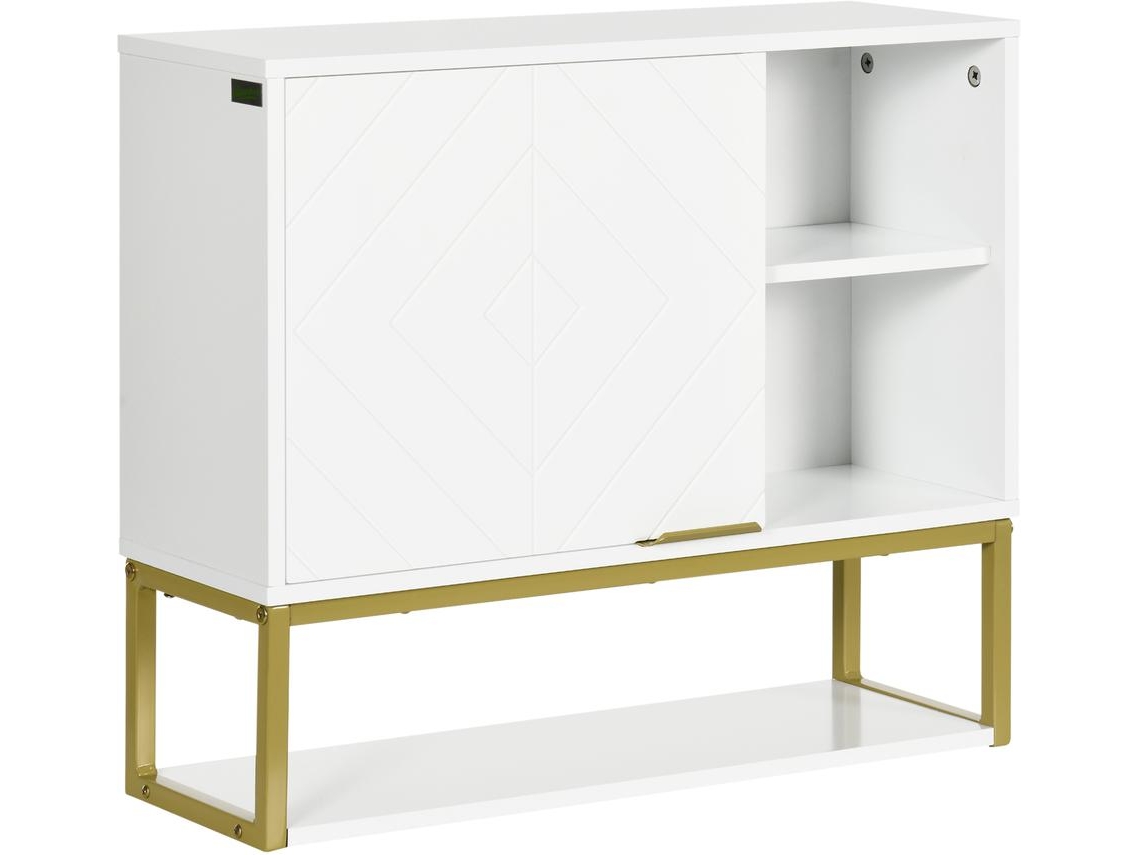 Armário de Parede Casa de Banho Mdf e Aço Cor Branco 60x20x51 cm Kleankin