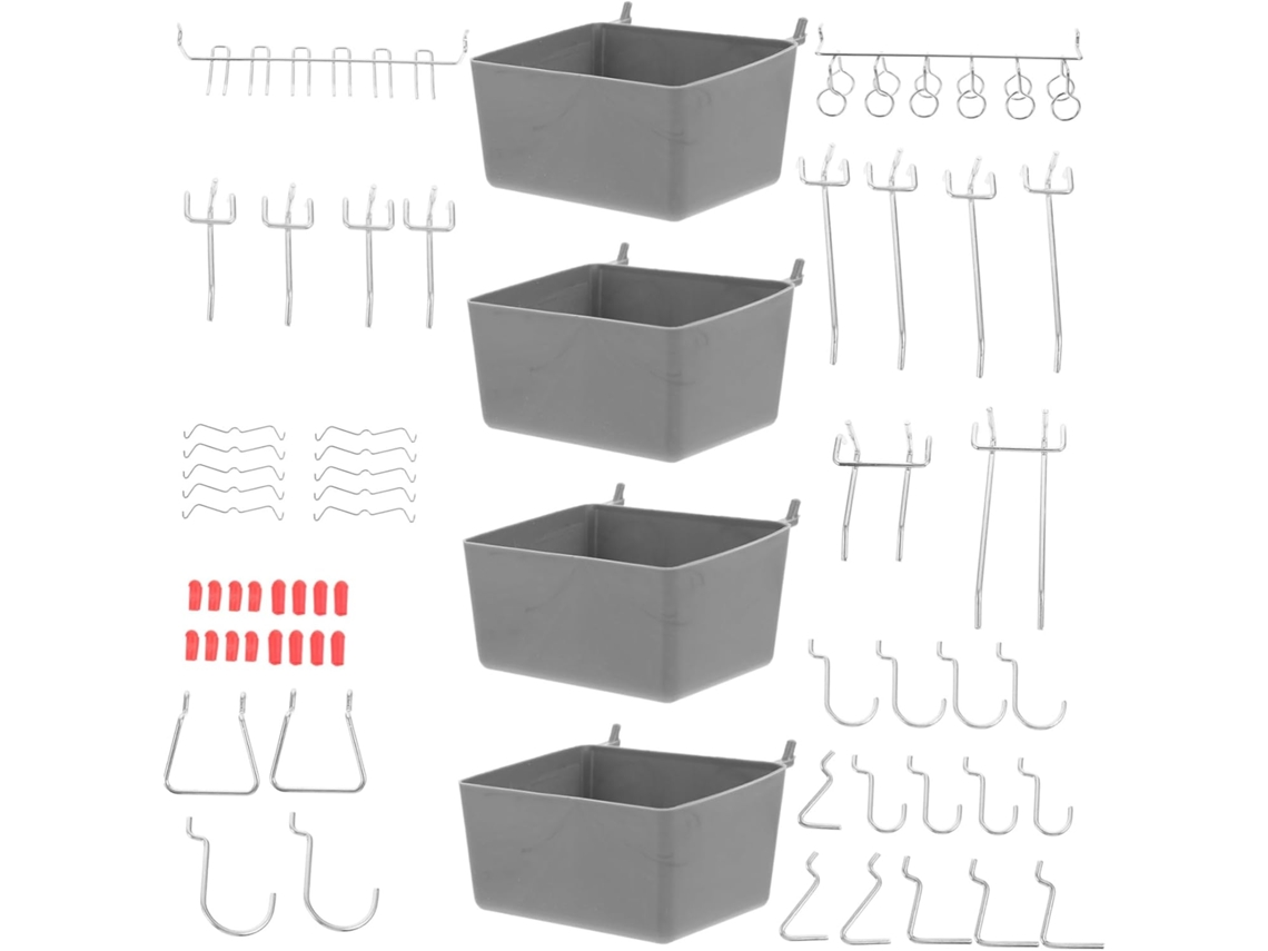 Kit de Acessórios para Painel Perfurado com 114 Peças, Incluindo Ganchos e Caixas Organizadoras para Garagem e Oficina. SFUSHOS