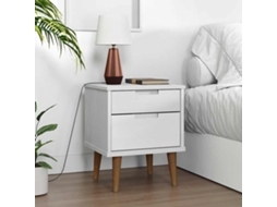 Vidaxl Mesa De Cabeceira Molde 40x35x48 Cm Pinho Maciço Branco
