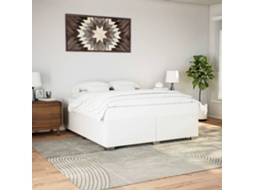 Estrutura De Cama 200x200 Cm Couro Artificial Branco