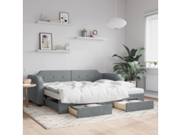 Vidaxl Sofá-cama C/ Gavetão E Gavetas 90x200 Cm Tecido Cinzento-claro
